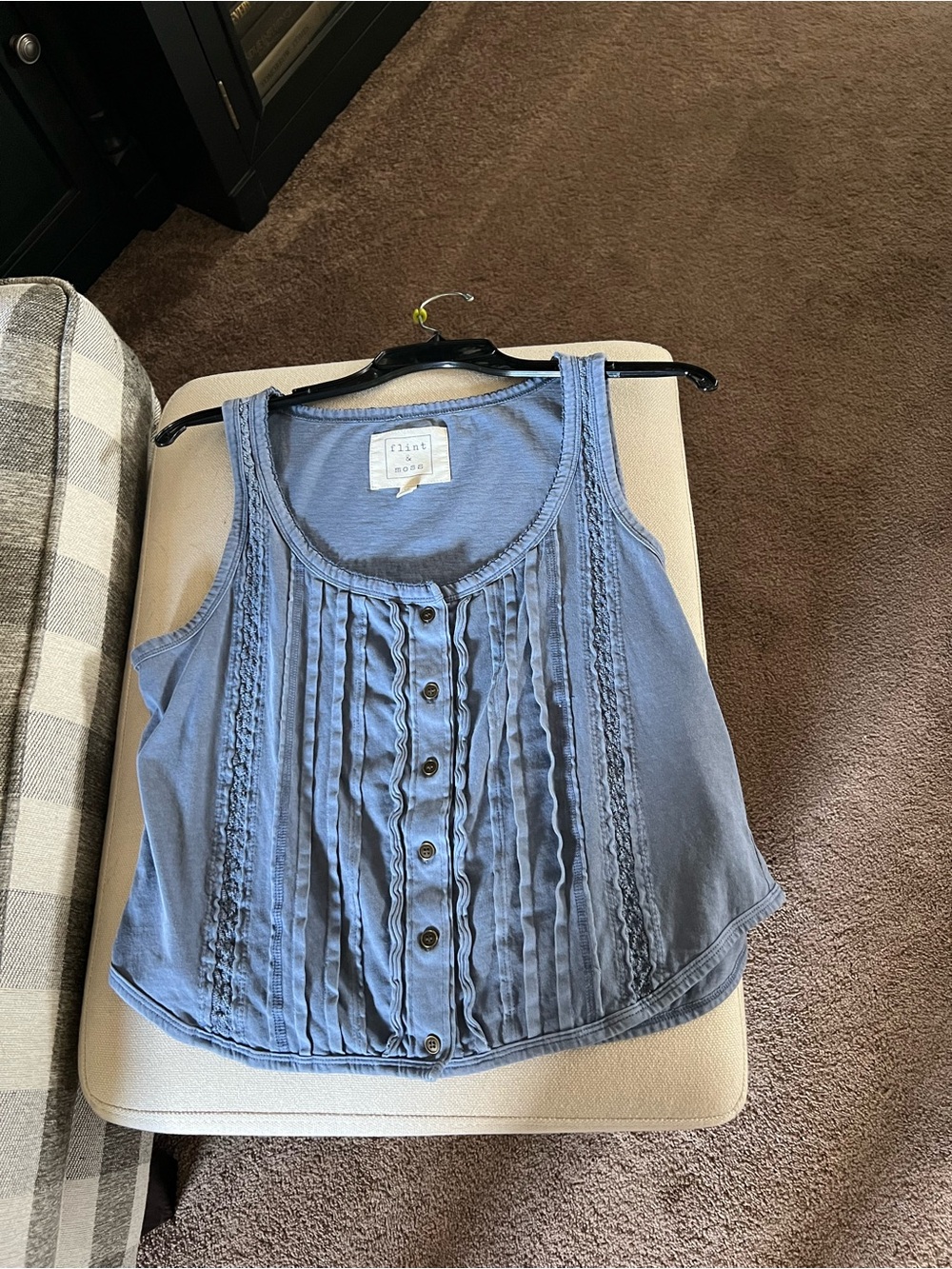 Blue Pintuck Button-Front Camisole -